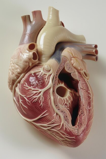 Photo detailed crosssectional human heart model for educational and medical purposes