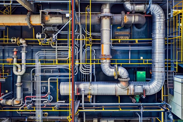 Detailed CrossSectional View of Commercial Building Plumbing System with Complex Pipe Network