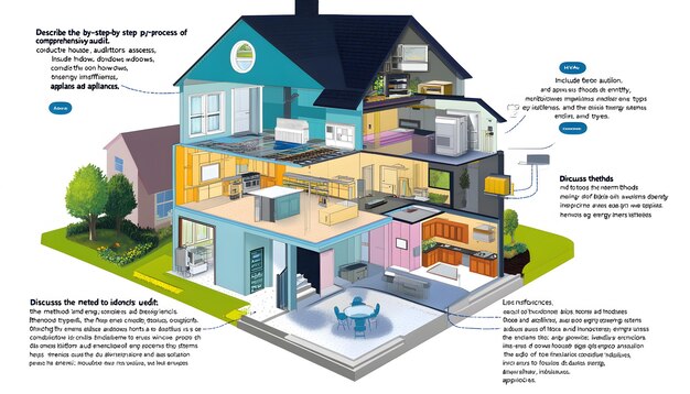 Photo a detailed cutaway illustration of a house showing hvac and energy efficiency improvements