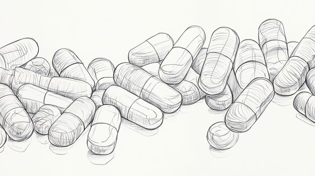 Photo a detailed drawing of a variety of pills