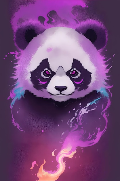 A detailed face illustration evil panda ninja