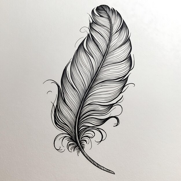 Photo detailed feather drawings