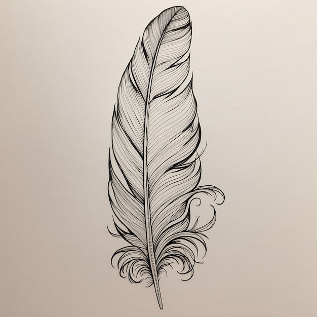 Photo detailed feather drawings