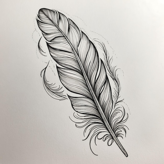 Photo detailed feather drawings