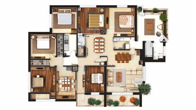 Photo detailed floor plans of family homes optimized for spacious living and functional rooms