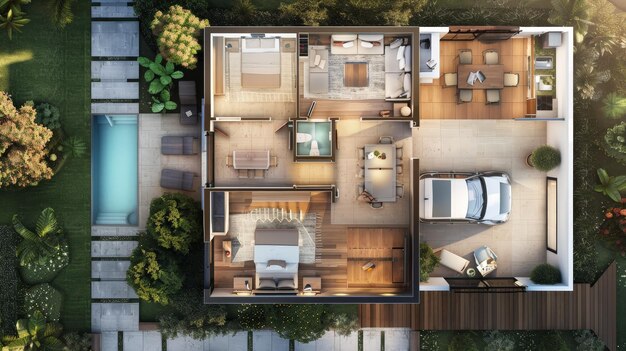 Photo detailed floor plans of family homes optimized for spacious living and functional rooms