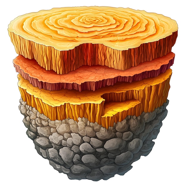 Photo detailed geological cutaway of earth s interior layers and tectonic plate structures