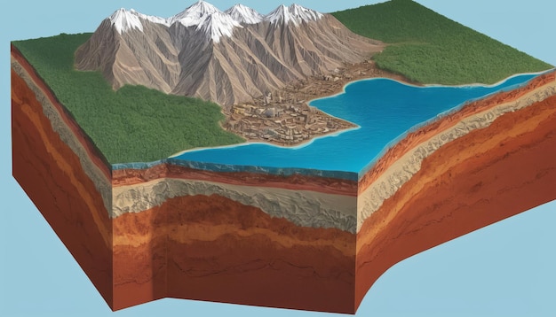 Photo detailed geological illustration of the earths layers