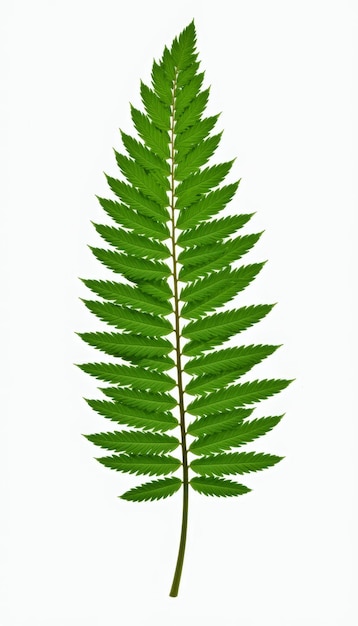 Photo detailed green fern leaf showing delicate structure and texture