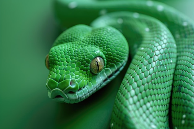 Detailed Green Snake with Scales and Eyes in Focus 2025 Chinese Zodiac Symbol Year of the Snake