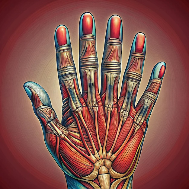 Photo detailed hand anatomy medical context illustration printable graphics design