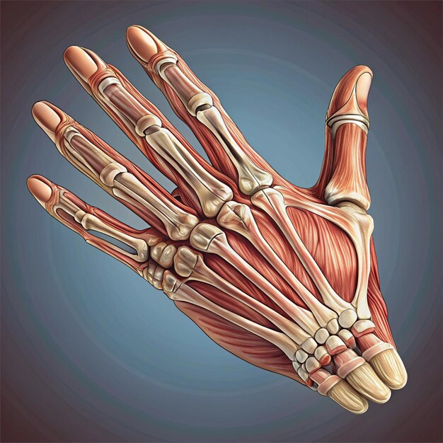 Photo detailed hand anatomy medical context illustration printable graphics design