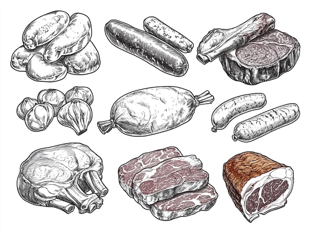 Detailed Hand Drawn illustration Of Various Types Of Baker Items