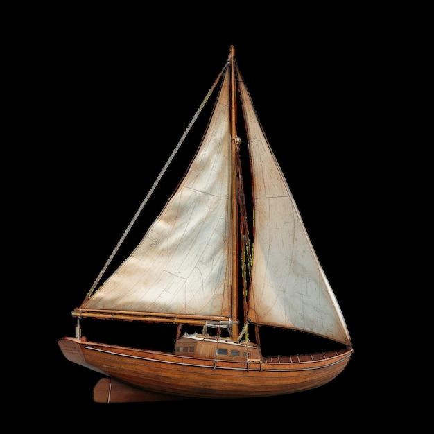 Photo detailed handcrafted sailboat model with sails raised