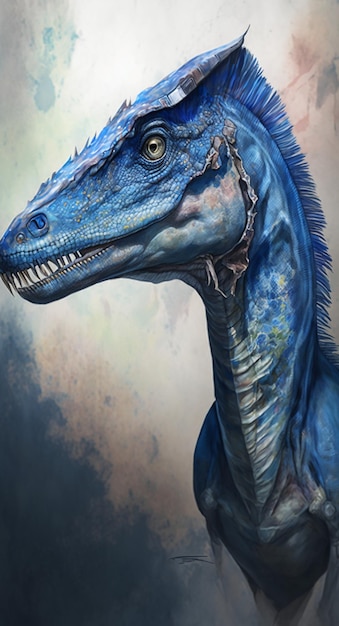 A detailed and high quality photorealistic portrait of dinosaur