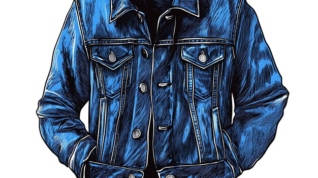 Photo detailed illustration of a classic blue denim jacket