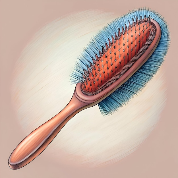 Photo a detailed illustration of a classic wooden hairbrush with natural bristles perfect for adding a touch of vintage charm to beauty and hair care designs