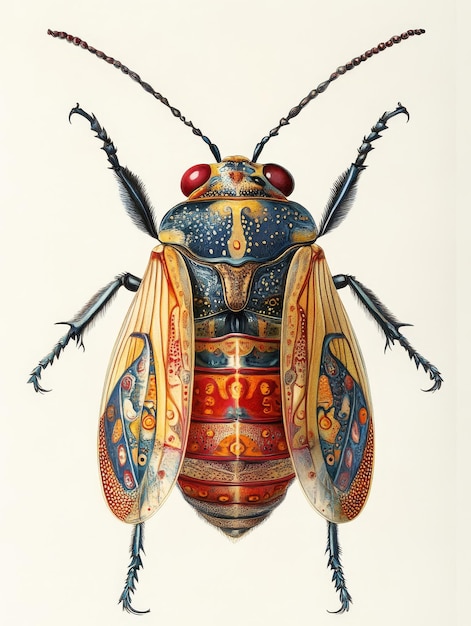 Photo detailed illustration of a colorful beetle