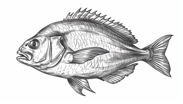 Photo detailed illustration of a fish showcasing its anatomical features in a classic style