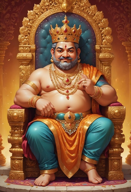 Detailed Illustration of god of wealth kuber