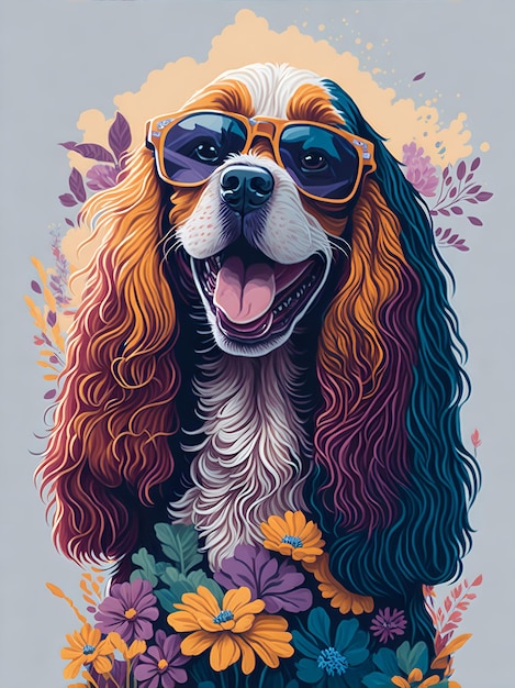 A detailed illustration a happy dog