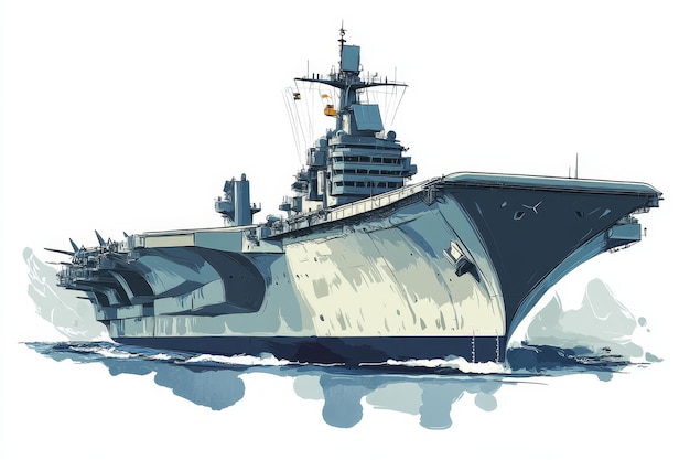 A detailed illustration of the HMS Ark Royal aircraft carrier a powerful symbol of British nav