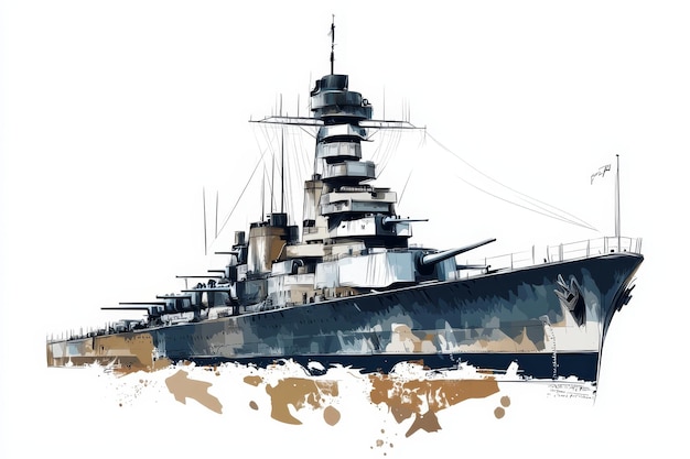 A detailed illustration of the HMS Hood battleship a powerful symbol of naval history This cl