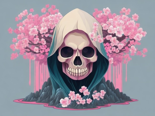 A detailed illustration a hooded Dead Skull