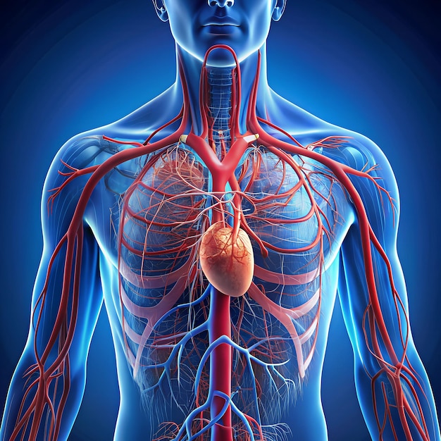 A detailed illustration of the human circulatory system