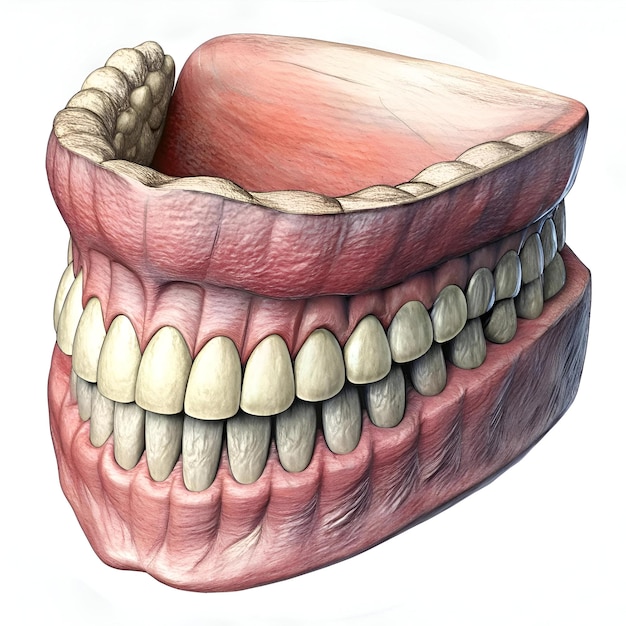 Photo detailed illustration of a human jaw with teeth