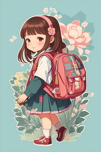 A detailed illustration of a Japanese kindergarten girl