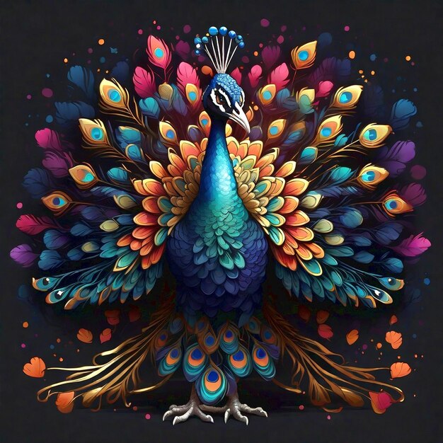 A detailed illustration of a majestic peacock spreading wide generated Ai