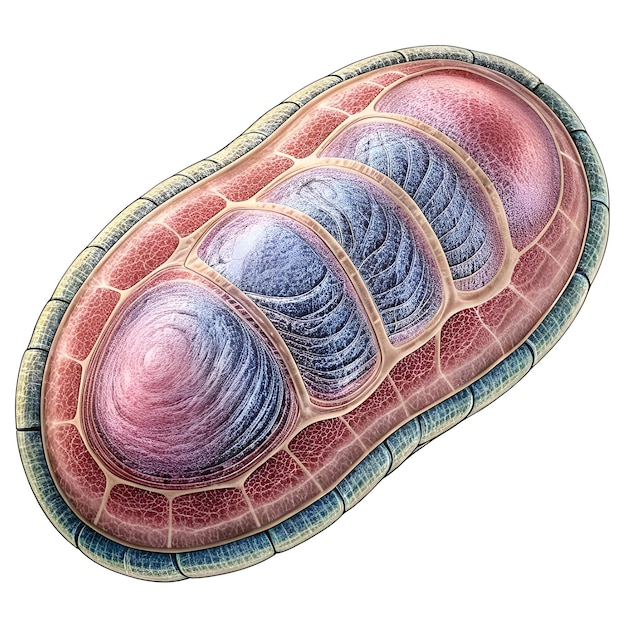 Photo detailed illustration of a mitochondrion the powerhouse of the cell showcasing its intricate internal structure