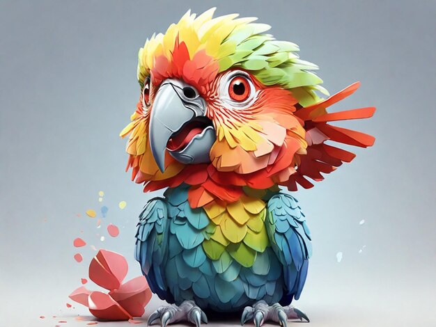 Photo a detailed illustration of print of cute colorful baby parrot