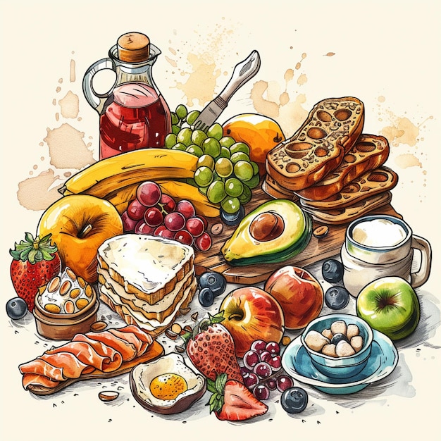 Photo a detailed illustration of the role of breakfast in maintaining energy levels throughout the day