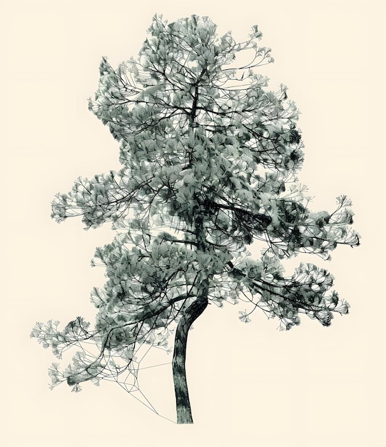 Photo detailed illustration of a single tree with a geometric pattern