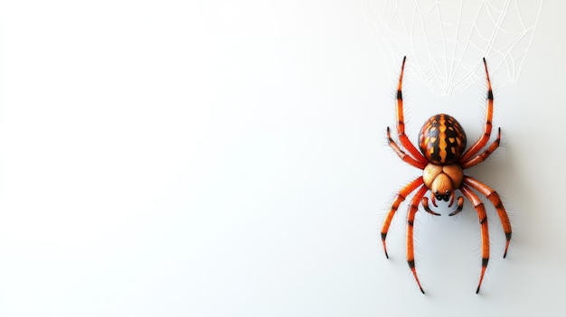 A detailed illustration of a spider on a white background with a web design