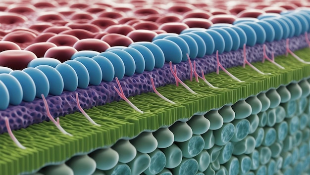 Photo detailed illustration of tight junctions in cell membranes for educational use