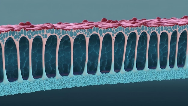 Photo detailed illustration of tight junctions in cell membranes for educational use