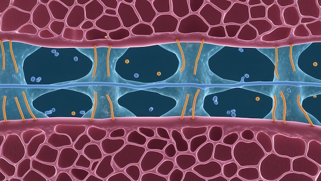 Photo detailed illustration of tight junctions in cell membranes for educational use