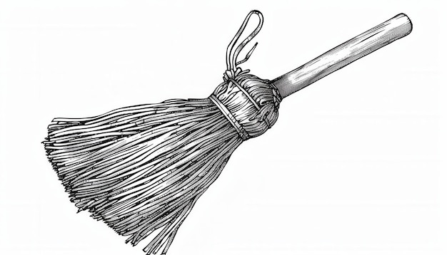 Photo detailed illustration of a traditional broom made from natural fibers