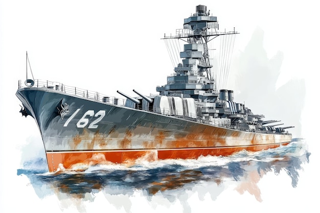 A detailed illustration of the USS New Jersey BB62 battleship a powerful symbol of American n