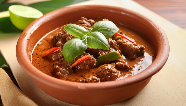 A detailed image of Beef Rendang a rich and flavorful coconut milkbased beef stew