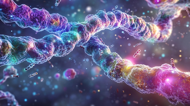 Photo a detailed image of the process of mrna export from the nucleus in a human cell