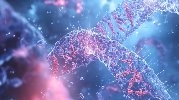 Photo a detailed image of the process of mrna export from the nucleus in a human cell