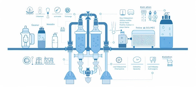 Photo detailed infographic on water filter benefits for contaminant reduction and improved water taste