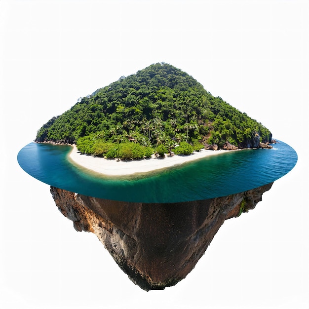 Photo detailed island and submerged rock formation