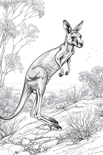 Photo detailed kangaroo design coloring page