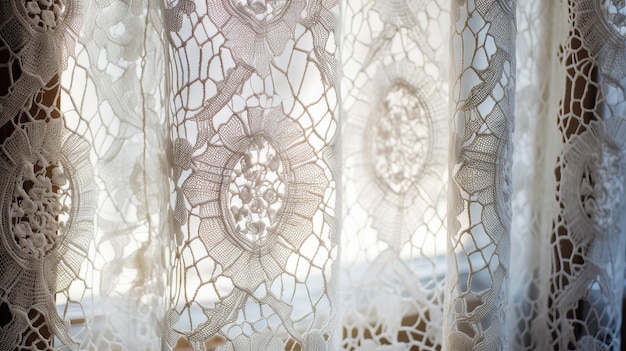 A detailed lace curtain with intricate designs Generative AI