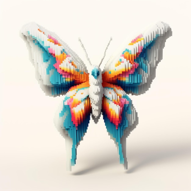 Photo detailed lego butterfly illustration with crossprocessed style